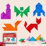 쉬운 투명 패턴블럭 칠교놀이 7교 도형교구 장난감 조각맞추기 유치원 수학 교육 3살 : 바이풀샵