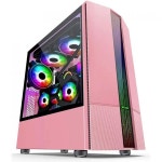 컴퓨터 케이스 PC 예쁜디자인 컴퓨터본체 핑크 게이밍 미드 타워 MATXITX 전면 IO USB 3.0 포트 투명 측면 패널 8개의 팬 위치 수냉 준비... 