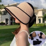 여름모자 신제품 얼굴다가리는 여성 돌돌이 종이모자 빅리본 찍 : 레미몰