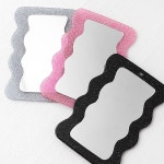 비즈아이 [H-050]거울키링 휴대용 사각물결펄 거울 50x75mm ,1개 : 비즈아이스토어