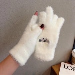 벨벳 터치 스크린 장갑 겨울 귀여운 고양이 자수 솜털 핑거리스 야외 방풍 1. 하나의 사이즈는 모두 맞습니다. : 해외다모아1호점