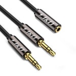 JD 1/8인치 TRS 스테레오 Y 분배기 케이블 골드 플레이트 구리 쉘 3.5mm 암수 어댑터 전환용으로만 적합 길이 0.65피트 0.65 피트... 