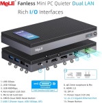 MeLE QuieterDL 미니 PC 팬리스 16GB 512GB SSD 듀얼 LAN 2.5G USB-C 4K 트리플 디스플레이 : 섬이픽