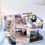 DIY 미니어처하우스 만들기 키트 미니하우스 세트 2층집 키덜트 돌하우스 동봉 미니어처 : 에스디글로벌2