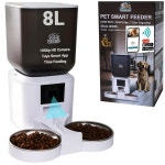카메라가 장착된 PETNEST 8L 자동 개 및 고양이 사료 공급기 - 투야 앱 제어, 야간 시야, 음성 시간 제한 식사, BPA 프리가 포함된 듀얼 볼... 