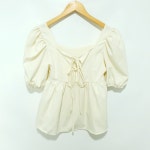 스퀘어넥 퍼프소매 백리본 블라우스 f_S0187 : 마데인빈티지