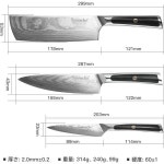 일본 직배송 Sunnecko 칼 세트 야채 셰프 껍질 벗기기 다마스커스 73겹 스테인리스 스틸 가정용 상업용 주방 파링 유틸리티 절단 고기 생선... 