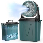 iYeHo 충전식 배터리가 장착된 휴대용 미스트 팬 4단 조절 가능 9L 물탱크 2만 미터아 USB 충전 조용한 작동 야외 캠핑 낚시 여행 가정용으로... 