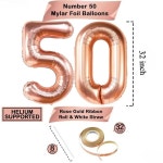 로즈 골드 생일 풍선 번호 색종이 장식 주년 기념 1. 50th Balloons : 해외다모아32호점