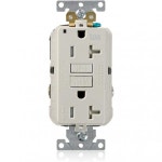 레비톤 20A125V 엑스트라 헤비 듀티 산업용 등급 날씨감쇠 저항 듀플렉스 자가 테스트 GFCI 리셉터클 20A G5362WTT 라이트 아몬드... 