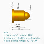 10pcs/표면 실장 전류 바늘 핀 스프링 안테나 상단 금 도금 테스트 프로브 직경 두꺼워 짐 : 모티브릭7