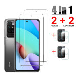 GEEKI 스마트폰 휴대폰 액정 보호 필름 강화 유리 풀 커버 샤오미 호환 Redmi 10 2022 NFC 10C 용 4in1 글로벌 화면 보호기 카메라 렌즈...