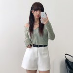 기로 후드 크롭 니트 가디건 A0604 : 어썸하비