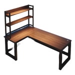 ㄱ책상 L형 코너책상 데스크 컴퓨터 서재 1인용 모서리 월넛 : 밤비상사