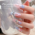 네일 아트 장식 메탈 실버 태슬 체인 다이아몬드 디자인 셀럽 스타일 손톱 꾸미기 별네일 유행 네일재료 활용 손톱스티커 활용 가능 H1366  5개... 