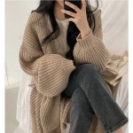 오피스룩 데일리룩 루즈핏 소매 롱코트 니트 가디건 : 오빠의행성