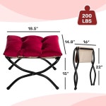 홀리홈 15 H 접이식 발판 의자 덮개가 있는 작은 오스만 의자용 액센트 패딩 소파 거실용 금속 프레임 휴대용 침실 버건디 Dark G : 조이머스