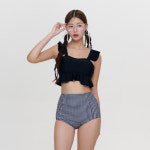 벤디스 3PCS 비키니 글램 하이웨스트 수영복 커버업 세트 : 벤디스