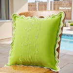 조조고고 18x18 세 그린 가리비 야외 던지기 베개 커버 방수 및 자외선 차단 2종 세트 자수 프레피 보호 장식 앞 현관 파티오 가구 장식용 : 조이... 