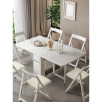 접이식 테이블세트 홈카페 간이테이블 소형 가정용 식탁 공간 절약 이동식 목재 테이블 024 의자 조합 세트 1.3m : 다팔자상점