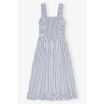 가니 블루 스트라이프 코튼 미디 스트랩 스모크 드레스 F9721 Egret : 페칭