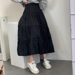 [편하고예뻐] 체형커버 살랑 바스락 3단 캉캉 프릴 롱스커트 : 아담블링s