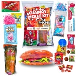 Food Crush 캔디 참과일 피클 키트 멕시칸 선물 상자 단일 파우치 파우더 소스 2개의 신맛 젤리 살사게티가 포함된 다양한 팩 생일 멕시코 과자... 