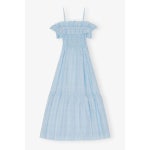 가니 시어서커 체크 스모크 맥시 드레스 F7876 Ice Water : 페칭