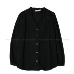 여성 프릴 블라우스 펀칭  퍼프소매 신축성 하객 루즈핏 오피스 레이스 브이넥 데일리 : 와니스토리1