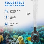 나이펠 400GPH 잠수식 워터 펌프 1500L/H 25W 6 5피트 높이의 초고요 분수 펌프 어항용 연못 펌프 연못 수족관 조각상 수경 재배 200GPH... 