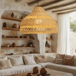 라탄공예 등 발리 식탁 전등갓 갓등 라탄무드등 캠핑 직경 80cm-따뜻한 빛 : 다나와만물상