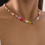 악세사리 패션 비즈목걸이 데이지 여름 초커 진주 : 핑쇼103