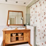 욕실샤워커튼 방수 화장실 반투명 커텐 중형 브라운 : 계곡호우