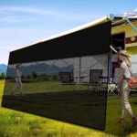RVINGPRO 지퍼가 있는 RV 차양 쉐이드 스크린, 2.7m x 3.9m(9피트 x 11피트 3인치), 600D 옥스포드 탑 + 메시 하단, 차양용 RV 햇 9’ x... 