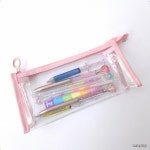 속보이는 분홍 클리어 PVC 펜케이스 학생용 문구 학용품 수납함 : 템블리스