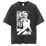 애니메이션 웃긴 반팔 티셔츠 단체주문 일본 Bleach Zaraki Kenpachi 그래픽 프린트 T 셔츠 남성 여성 만화 Tshirts 워시 코튼 : 룡룡상점