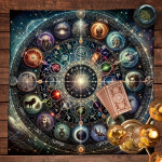 VIKAMA Astral Energy 방수 식탁보 우주 토템 조디악 타로 패턴 점술 식탁보의 12가지 징후 : wt컴퍼니