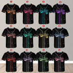 야구 귀여운 유니폼 메이저리그 된 팀 이름 번호 저지 맞춤형 셔츠 인쇄된 반짝이 디자인 직물 아님 : 룡룡상점