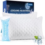 을 위한 냉각 측면 침목 베개 수면을 고급 파쇄 메모리 폼 견고한 침대 퀸 사이즈 세트 2개 조절 가능한 세탁 가능 커버 오리지널 화이트 : 슈슈마켓a