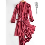 남성 실크 제품 반바지 냉장고 나이트 로브 가운 더스트 잠옷 1. H6101 회색 180(XXL) : 에이에이치에스