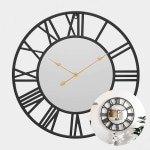 원형거울 벽시계01 40cm 사무실 스틸프레임 거실용 목욕탕 : 삼보상점