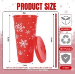 크리스마스 눈꽃 플라스틱컵 빨대 뚜껑 세트 J4251 재사용 가능 : 호호마켓7