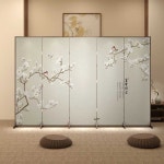 한국화 병풍 나무 타입 돌잔치병풍 빈티지 모란 40x180CM 미정목 : 주식회사소프트무드