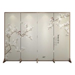 한국화 병풍 나무 타입 돌잔치병풍 빈티지 모란 40x180CM 미정목 : 주식회사소프트무드