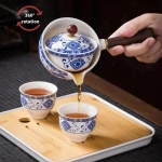 다기 도자기세트 티팟 휴대용 여행 차 세트 세라믹 게으른 양조 도구 크리 에이 티브 회전식 주전자 야외 캠핑 레트로 커피 용품 : 베리소마켓