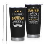 Pawpaw 남성용 선물 포포 텀블러 591.5ml(20온스) Paw 아버지의 날/생일 스테인리스 스틸 단열 커피 여행용 머그 손자 손녀 컵의... 