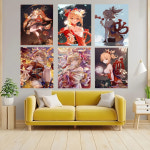 원신 각청 노엘 벤티 호두 감우 만화방  pc방 장식 포스터 굿즈 Anime Genshin Impact Yoimiya 자기 접착 아트 Decoracion 그림 벽 화이트... 