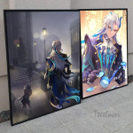 원신 각청 노엘 벤티 호두 감우 만화방  pc방 장식 포스터 굿즈 Neuvillette 임팩트 용지 인쇄 집 거실 침실 입구 바 레스토랑 카페 아트... 