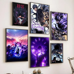 원신 각청 노엘 벤티 호두 감우 만화방 pc방 장식 포스터 굿즈 어 솔로 레벨링 룸 홈 월 아트 인쇄 방수 침실 선물 : 고릴라나가사키