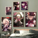 원신 각청 노엘 벤티 호두 감우 만화방  pc방 장식 포스터 굿즈 임팩트 리니 종이 인쇄 홈 침실 입구 바 카페 아트 페인팅 1 개 : 고릴라나가사키